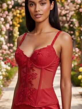 Red Lace Corset Structured | Mob Wife  Size XS